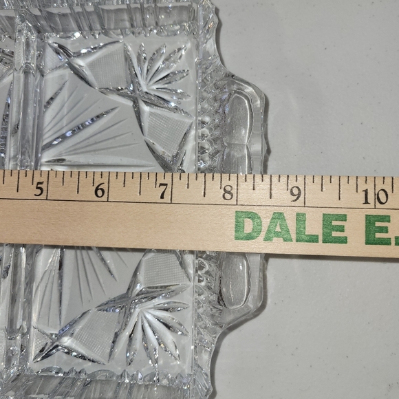 Vintage Lead Crystal Divided Serving Dish Bohemian Glass - Picture 7 of 8